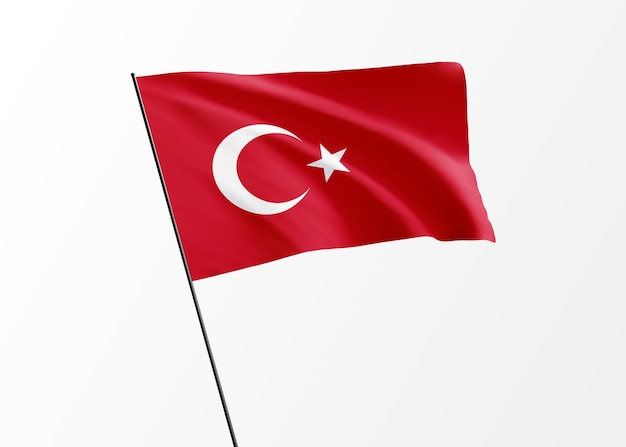 Vlag van Turkije hoog in de geïsoleerde achtergrond Turkije onafhankelijkheidsdag