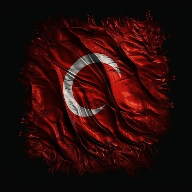 Foto vlag van turkije met donkerblauwe schaduwachtergrond