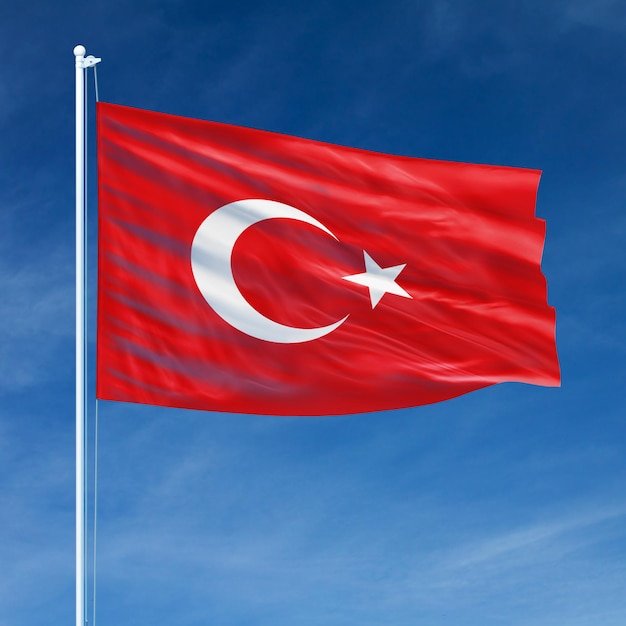 Vlag van Turkije op vlaggenmast