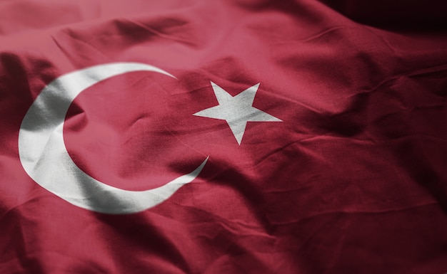 Vlag van Turkije verkreukelde close-up