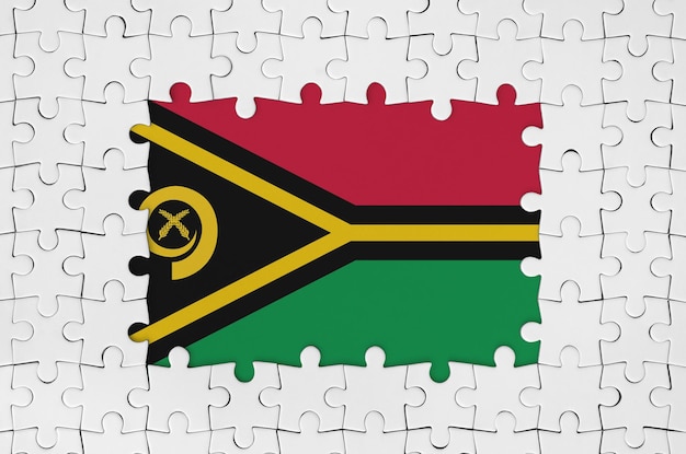 Vlag van Vanuatu in lijst van witte puzzelstukjes met ontbrekend centraal deel