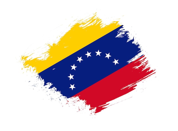 Vlag van Venezuela met abstract verfborsteltextuureffect op witte achtergrond