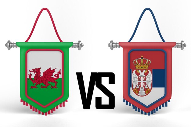 Foto vlag van wales versus servië