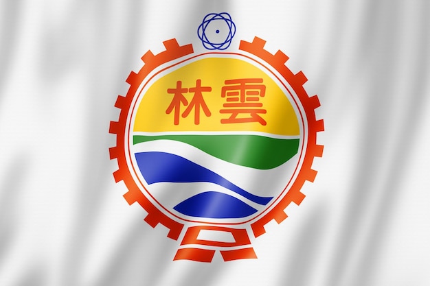 Vlag van Yunlin County, China zwaaiende banner collectie. 3D illustratie