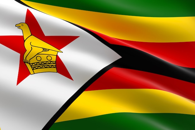 Vlag van Zimbabwe. 3d illustratie van de vlag van Zimbabwe