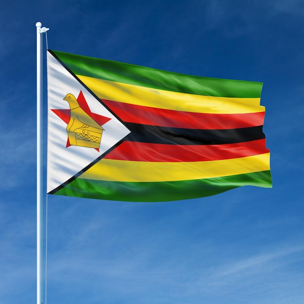 Vlag van Zimbabwe op vlaggenmast