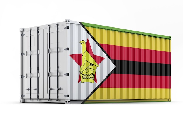 Vlag van Zimbabwe op zeecontainer