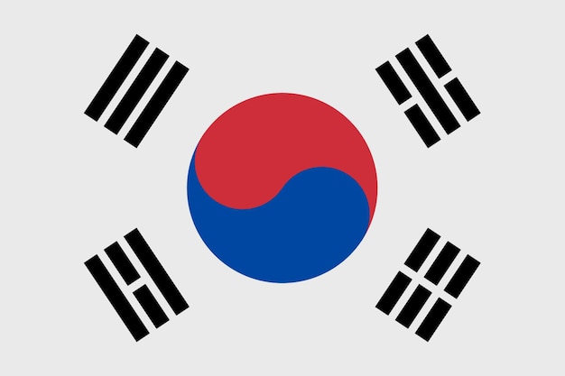 Foto vlag van zuid-korea in officiële kleuren en correcte verhoudingen