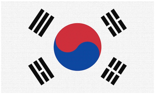 Foto vlag van zuid-korea met een golvend effect door de wind