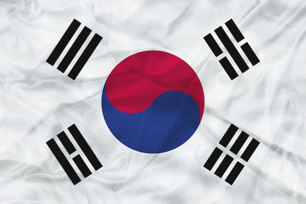 Vlag van zuid-korea met stoffentextuur illustratie van hoge kwaliteit