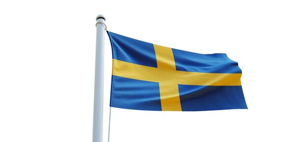 Vlag van zweden 3d Vlag op een witte achtergrond