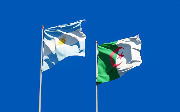 Vlaggen van Argentinië en Algerije. 3D-illustraties