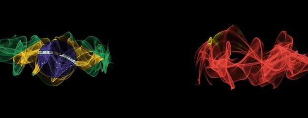 Vlaggen van Brazilië en China Brazilië vs China Rookvlaggen