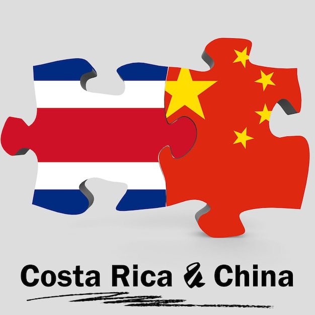 Vlaggen van China en Costa Rica in puzzel