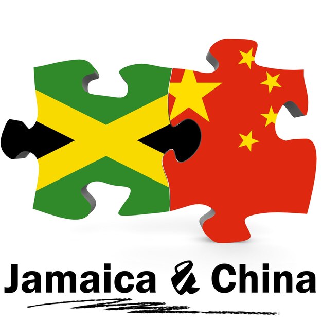 Vlaggen van china en jamaica in puzzel