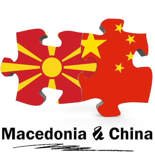 Vlaggen van China en Macedonië in puzzel