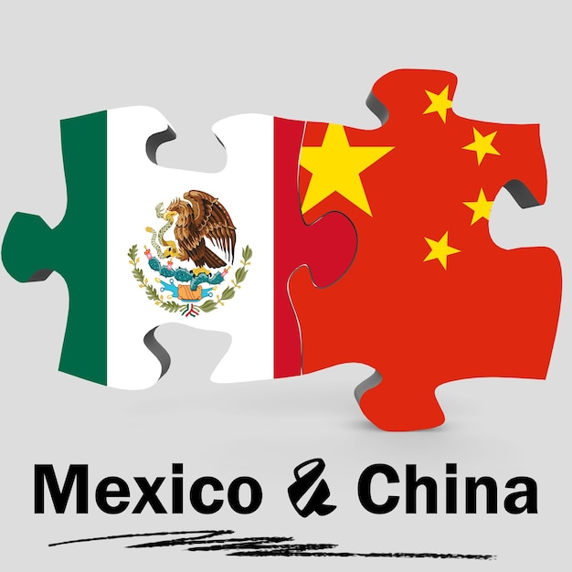 Vlaggen van china en mexico in puzzel