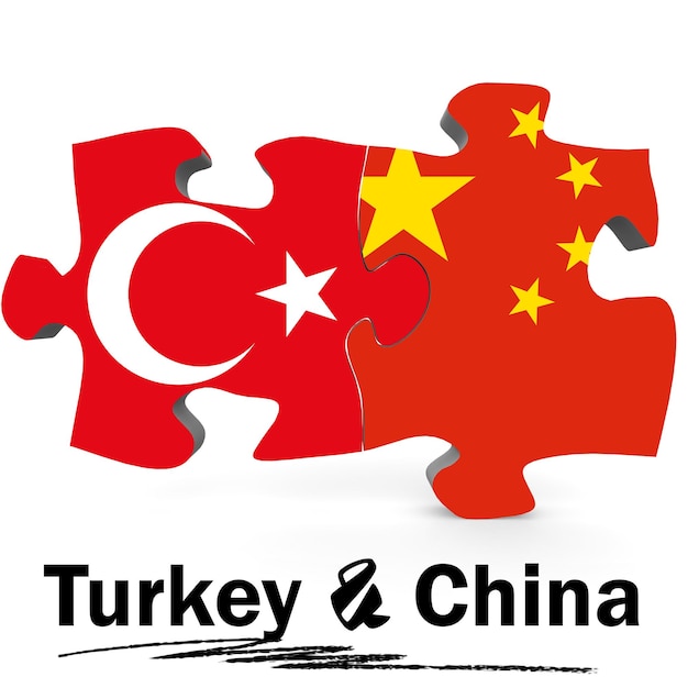 Vlaggen van China en Turkije in puzzel