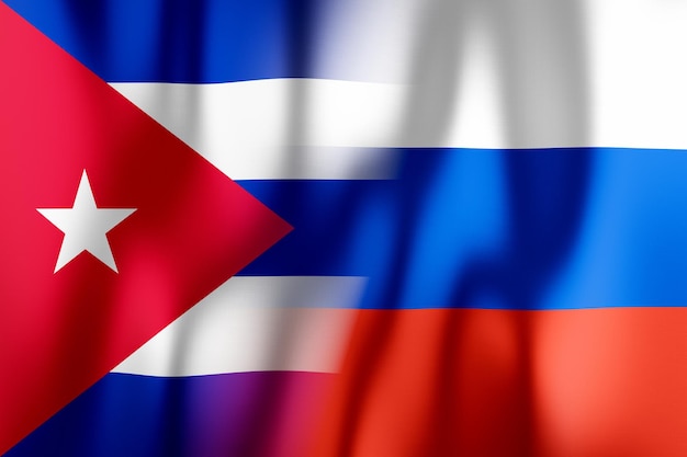 Vlaggen van Cuba en Rusland 3D illustratie