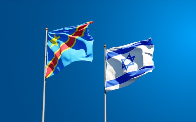 vlaggen van Israël en Congo samen op hemelachtergrond