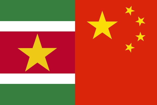 Vlaggen van Suriname en China