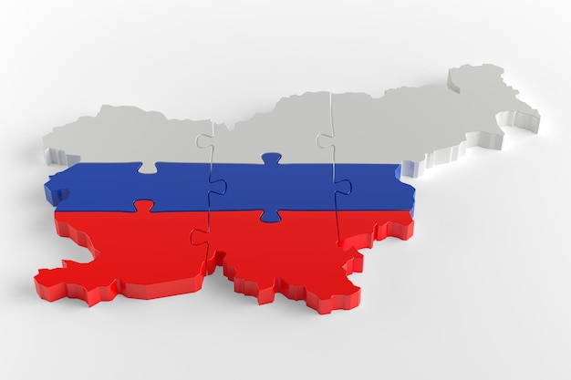Vlagkleuren puzzel Slovenië kaart ontwerp 3D-rendering