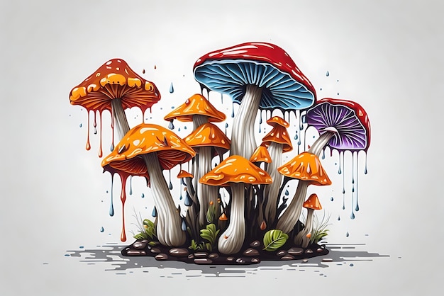 Vlak ontwerp van paddenstoelen, witte achtergrond