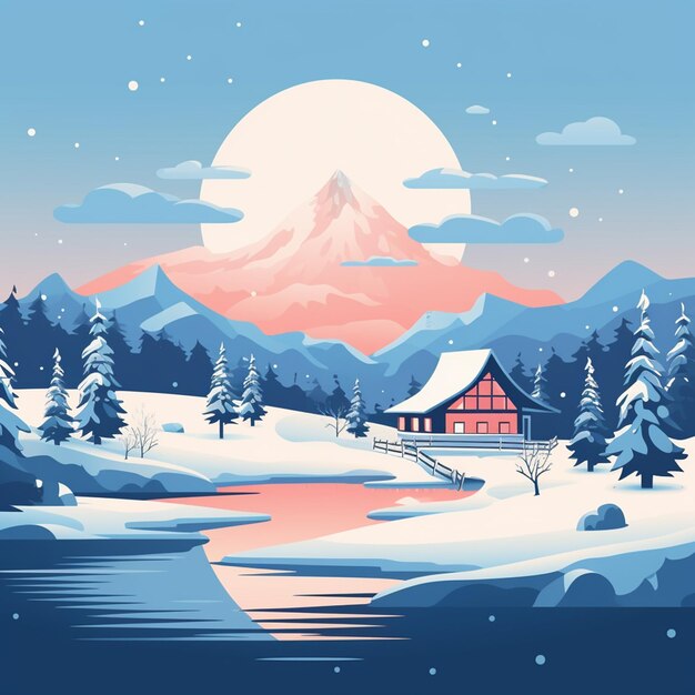 vlak ontwerp winterlandschap