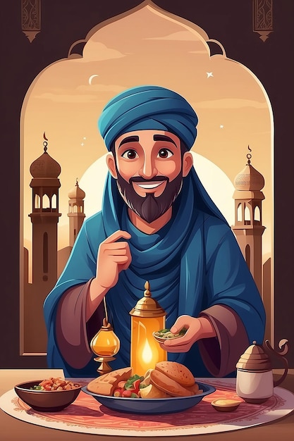 Vlakke Iftar-illustratie