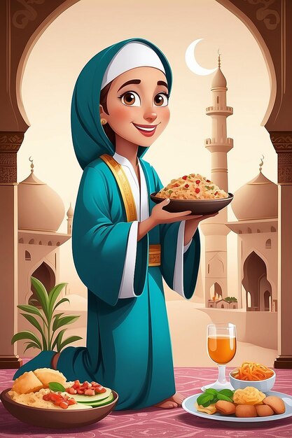 Vlakke Iftar-illustratie