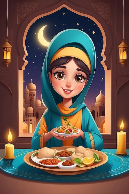 Vlakke Iftar-illustratie