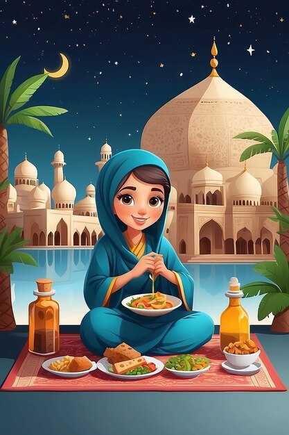 Vlakke Iftar-illustratie