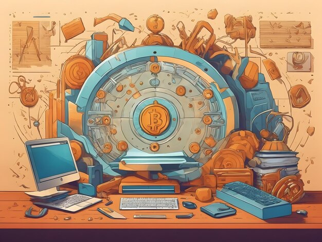 Vlakke illustratie van cryptografie