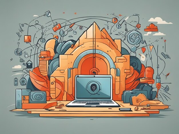 Vlakke illustratie van encryptie