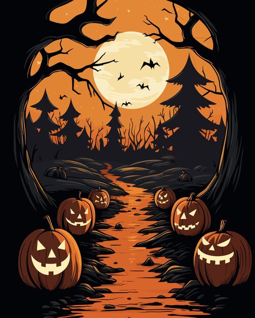 Vlakke vectorillustratie met Halloween-thema