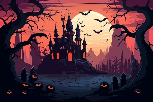 Vlakke vectorillustratie met Halloween-thema