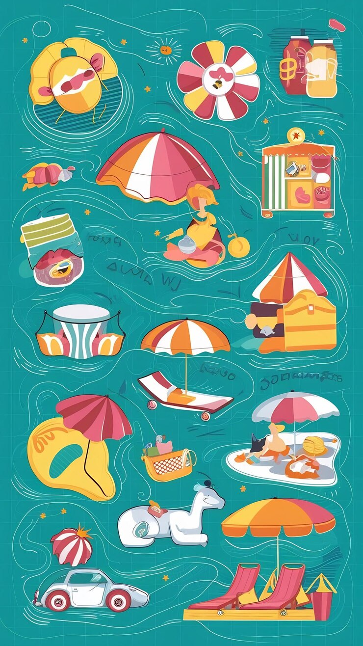 Foto vlakke zomer illustratie zomertijd illustratie zomer ilustratie zomer verkoop illustratie