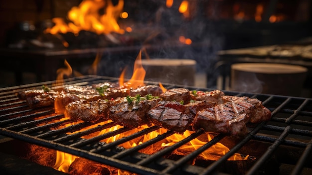 Foto vlamgegrilde zuid-afrikaanse braai de droom van een vleesliefhebber