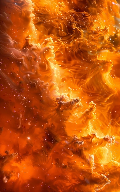 Foto vlammen stijgen brandend gebied hemel marigold hemelse vibratie sci hitte dood universum spettert vloeibare amber