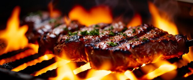Vlees gekookt over open vlam met behulp van generatieve kunstmatige intelligentie