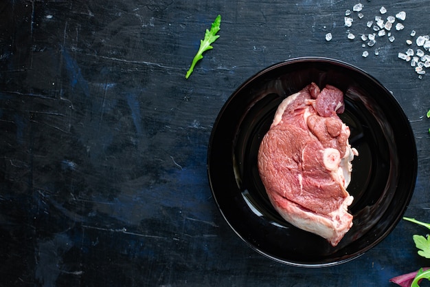 Vlees rauw stuk rundvlees lam varkensvlees maaltijd verse gezonde snack
