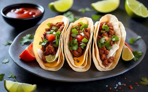 Vleesige Mexicaanse taco's Mexicaanse gerechten heerlijke zelfgemaakte taco's Heerlijke Authentieke Taco's