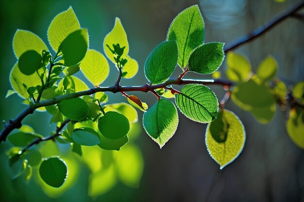 Vlezige groene bladeren die aan een boom hangen