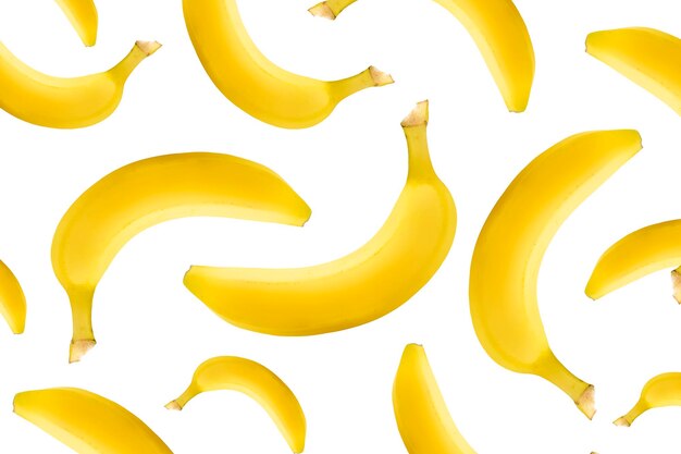 Vlieg heerlijke gele bananen op witte achtergrond