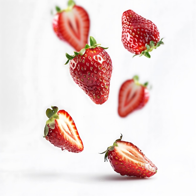 Vliegende aardbeien in plakjes