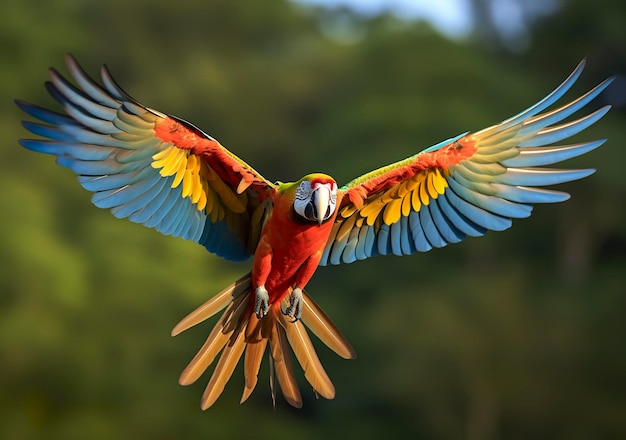 Vliegende ara mooie vogel Generatieve AI