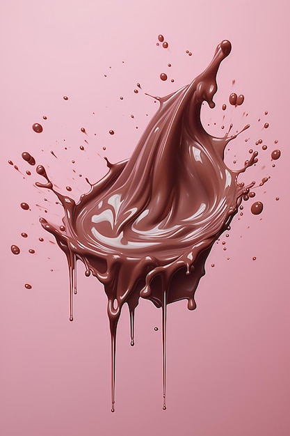 Foto vliegende chocolade splash roze bruin generatieve ai