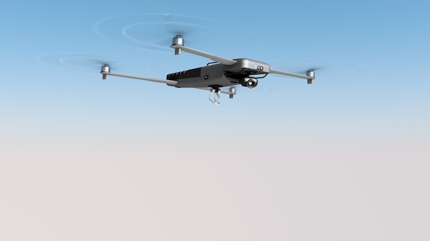 Vliegende drone met lading mount.