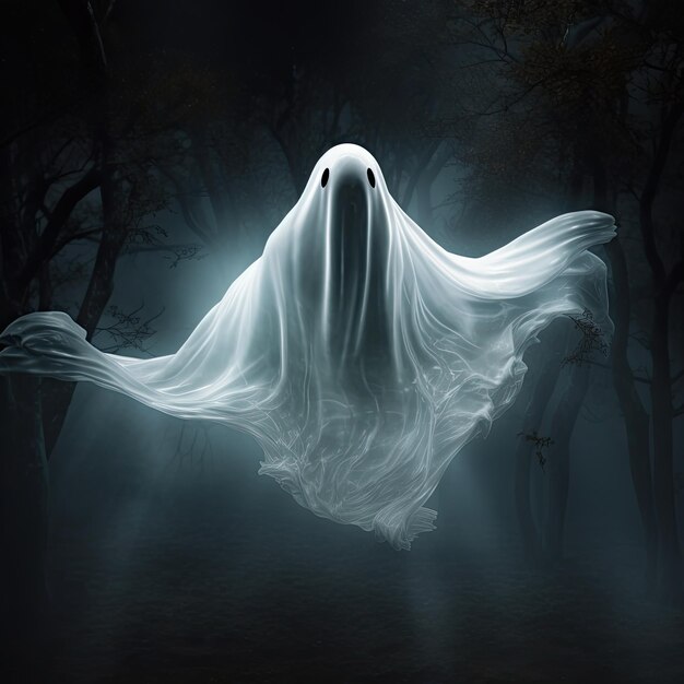 Foto vliegende geest voor halloween ai-generatie illustratie