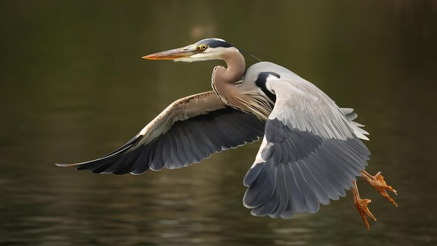 Vliegende grijze reiger